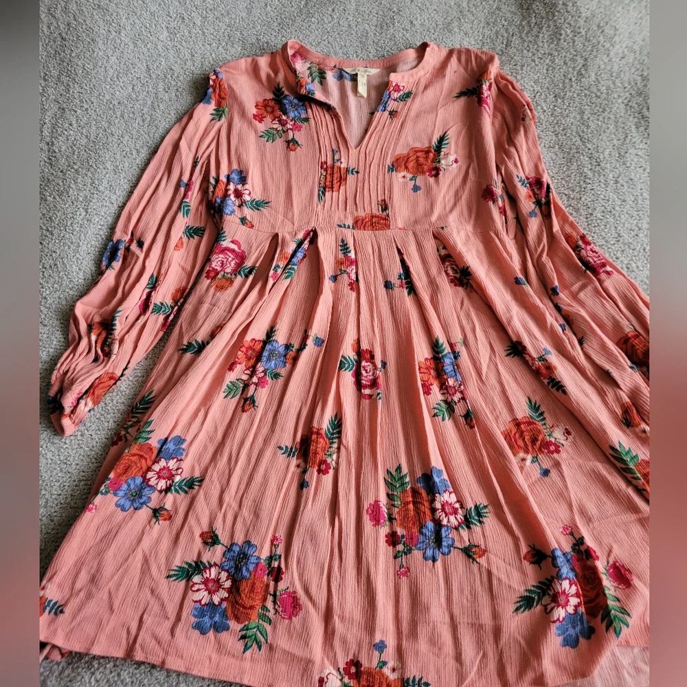 Matilda Jane Coral Floral Long Sleeve Dress Size Med - Picture 2 of 6